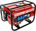 Stromgenerator mit Benzin, 5 Steckdosen 3x 230V / 1x 400V / 1x 12 V, Stromerzeuger mit Zubehör, 6,5 PS (Stromgenerator mit Zugstarter)