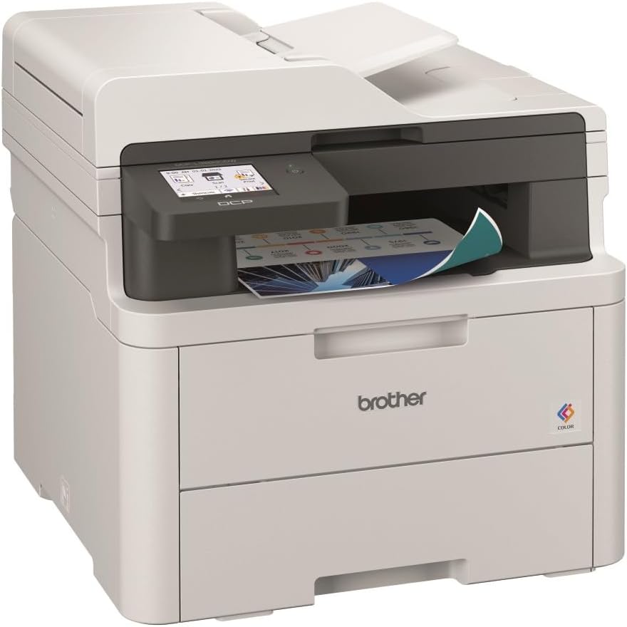 Brother DCP-L3560CDW, Kompaktes 3-in-1 Farb-LED Multifunktionsgerät mit WLAN/LAN, ADF und Duplexdruck