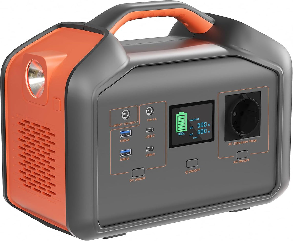 Modesty C519.48Wh Tragbare Powerstation, 700W (Peak 1000W) MPPT Solar Generator Batterie, Draußen, Reisen, Notfälle, Unterwegs, 150W