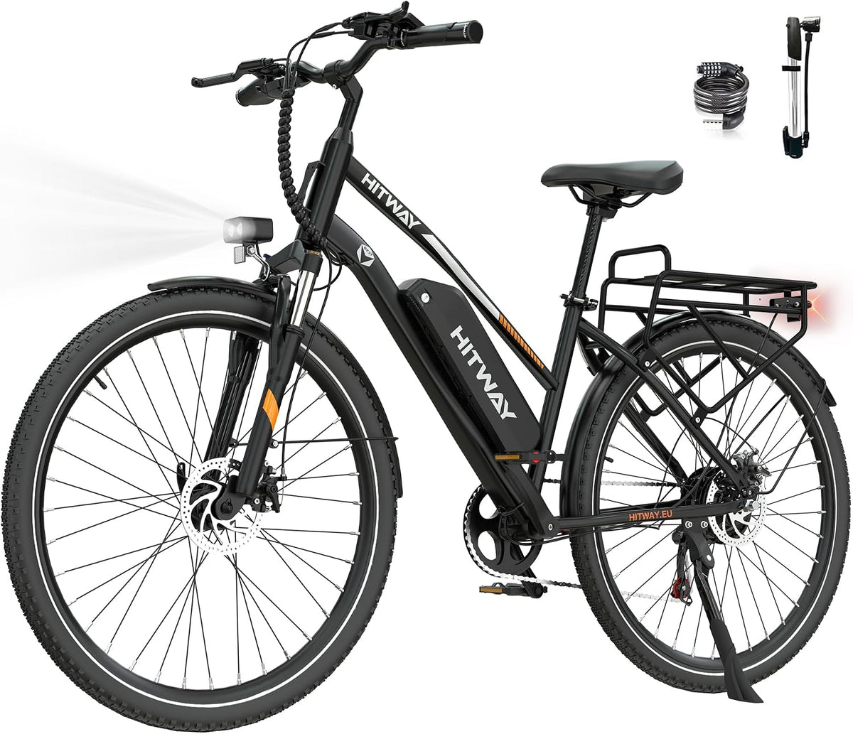 HITWAY 28' E-Bike, Elektrofahrrad Trekkingrad mit 36V 13Ah Akku, 250W Motor, 7-Gang, Pedelec Citybike für Damen und Herren, bis zu 100 km Reichweite