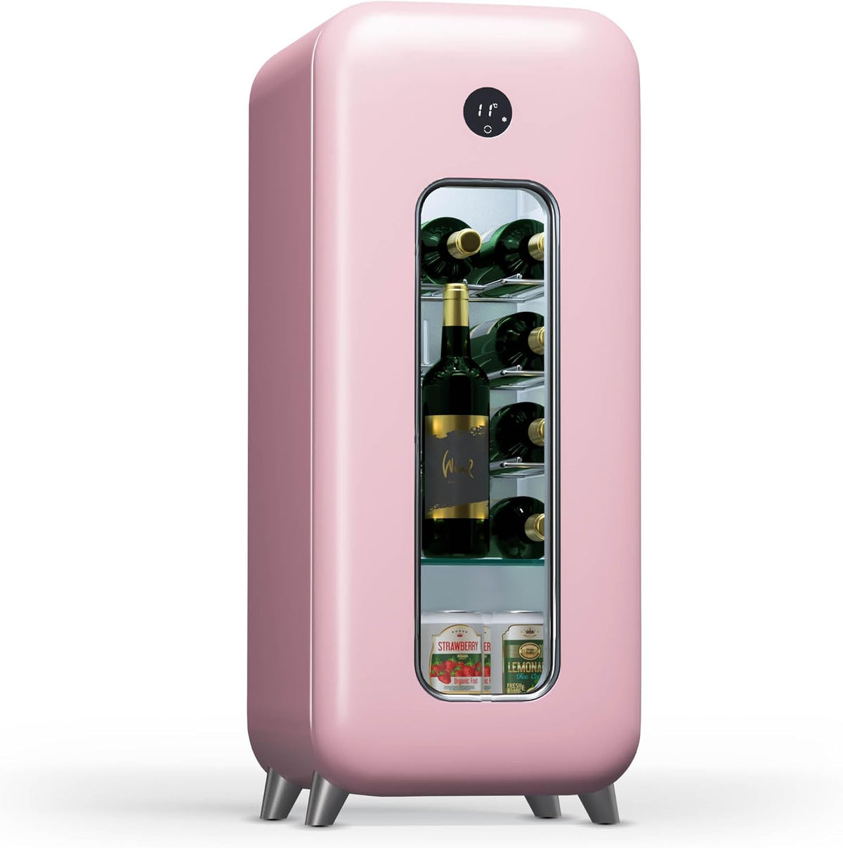Klarstein Freistehender Weinkühlschrank 1 Zone, Wein-Kühlschrank Klein mit Glastür, Getränkekühlschrank Klein, Kleiner Weinschrank, Wine Fridge