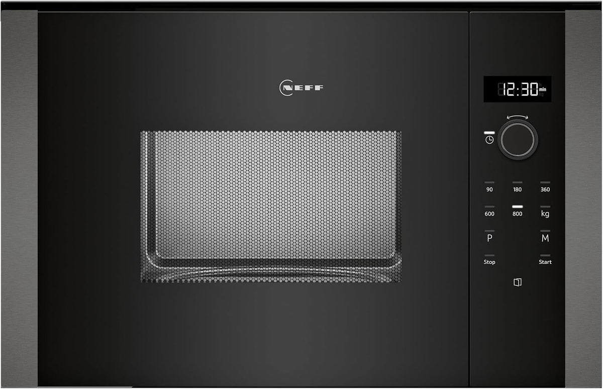 NEFF HLAWD23G0, Einbau-Mikrowelle ohne Grill, für Hocheinbau, N 50, Automatikprogramme, Easy Clean Selbstreinigung, Graphite-Grey
