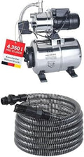T.I.P. Hauswasserwerk HWW 4500 INOX aus Edelstahl mit 1200 W Leistung I 4350 l/h Fördermenge bis 50 m Höhe I 5 bar Druck mit Manometer I 22 L Kessel +