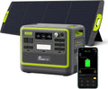 FOSSIBOT Powerstation 2400W AC Ausgängen (4800 W Peak) F2400, Stück mit 200W Solarpanel Power Station, Camping, RV und Notfall, 1100W