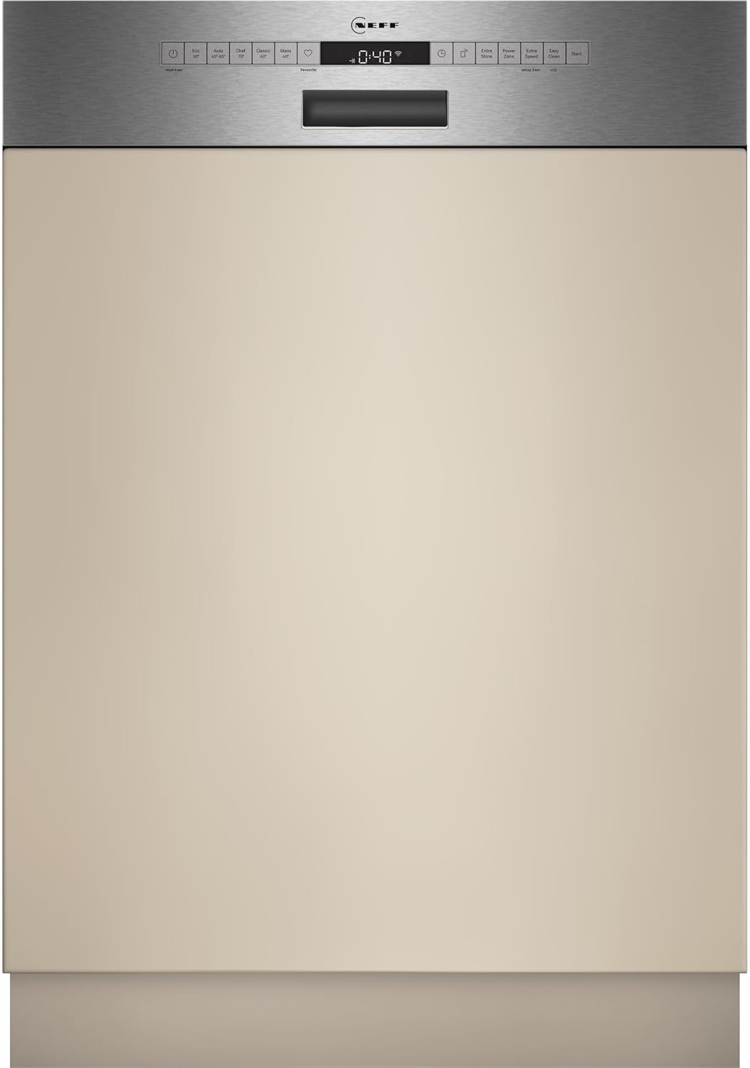NEFF S147YCS03E, Smarter Geschirrspüler Teilintegriert, besonders leise Spülmaschine, 60 cm, N 70, Made in Germany, Besteckschublade, Schmutzerkennung