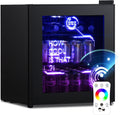 HCK 48L Mini Kühlschrank mit Glastür Leise 39dB, Mini Fridge 0-15°C für Gaming Deko, Flaschenkühlschrank, Minibar, Schwarz
