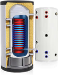 TECHGLOBE, Energieeffizient Warmwasserspeicher- mit 50mm Isolierung (300 L), Brauchwasserspeicher mit 2 Wärmetauscher (1.8 + 3.1 m²)