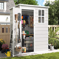 Amopatio Gartenhaus wetterfest 3.9 m³, Außenmaße: BxTxH:152x92x192cm Kunststoff-Harz, Outdoor-Lagerung für Mülleimer Hinterhof, Fenster, Fahrradgarage