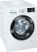 Siemens WM14G400 iQ500 Waschmaschine / 8kg / C / 1400 U/min/Outdoor Programm/varioSpeed Funktion/Nachlegefunktion/aquaStop, Weiß/Schwarz