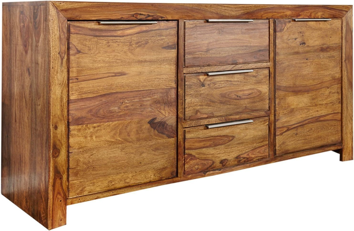 Invicta Interior Massives Design Sideboard Pure Sheesham Holz Stone Finish 135cm Anrichte Kommode Wohnzimmer