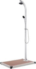 vidaXL Gartendusche mit Brauner Bodenplatte 220 cm Aluminium
