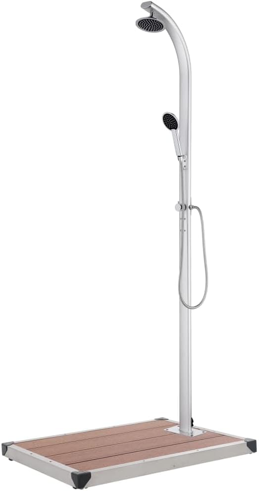 vidaXL Gartendusche mit Brauner Bodenplatte 220 cm Aluminium