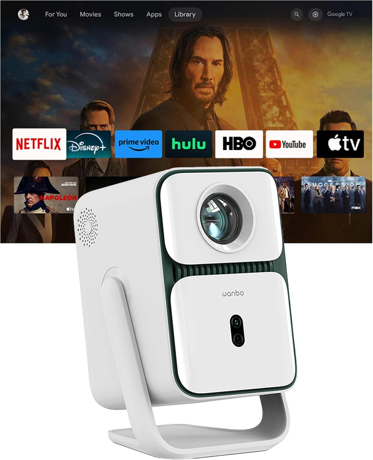Wanbo T2 Ultra Mini Beamer Tragbar mit 500 ANSI Lumen, Android TV