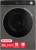 Sharp ES-WNFL014CADA-DE Waschmaschine, 10 kg, 1400 U/min, Energieeffizienzklasse A, Inverter Motor, WiFi-fähig, AquaStop, Dampffunktion, Touch Display
