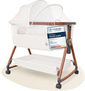 KUNU Babybett, 3 in 1 rollbares Baby Bett Reise Babywiege, Beistellbett Baby mit Rollen für Boxspringbett, Sicheres Reisebett inkl Reisetasche