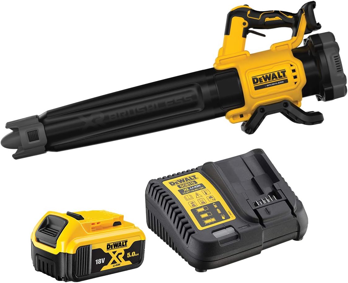 DEWALT axial sin escobillas XR 18V con 1 batería Li-Ion 5Ah, Multicolor, Buse concent. flux d'air, Avec batterie