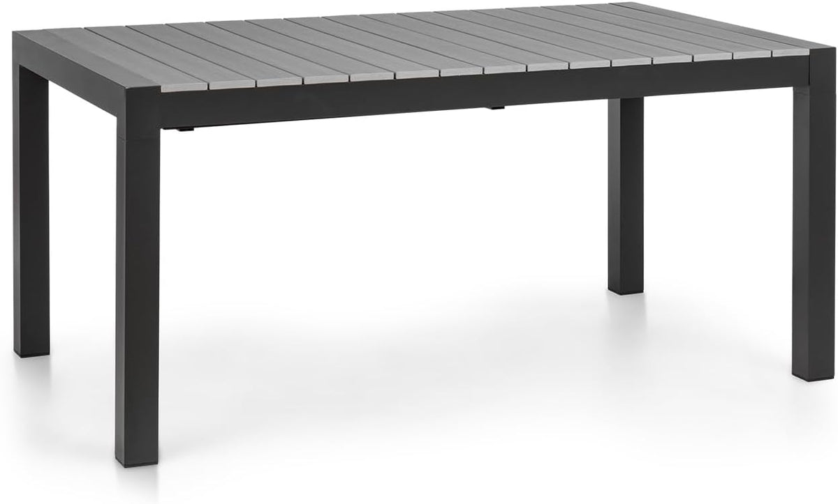 blumfeldt Menorca Expand, Tischfläche max.: 213 x 95 cm, Gartentisch, Ausziehtisch, ausziehbar, Aluminium/Kunststoff-Holzimitation, Pulverbeschichtung