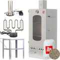 ITA Räucherofen 7012, Tisch & Räucherspänen, Smoker Set mit Rauchgenerator, Räucherschrank mit 3 Etagen, mit Sichtfenster & Kaminabzug, Heizelement