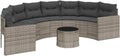 vidaXL Gartensofa mit Tisch und Kissen Halbrund Grau Poly Rattan