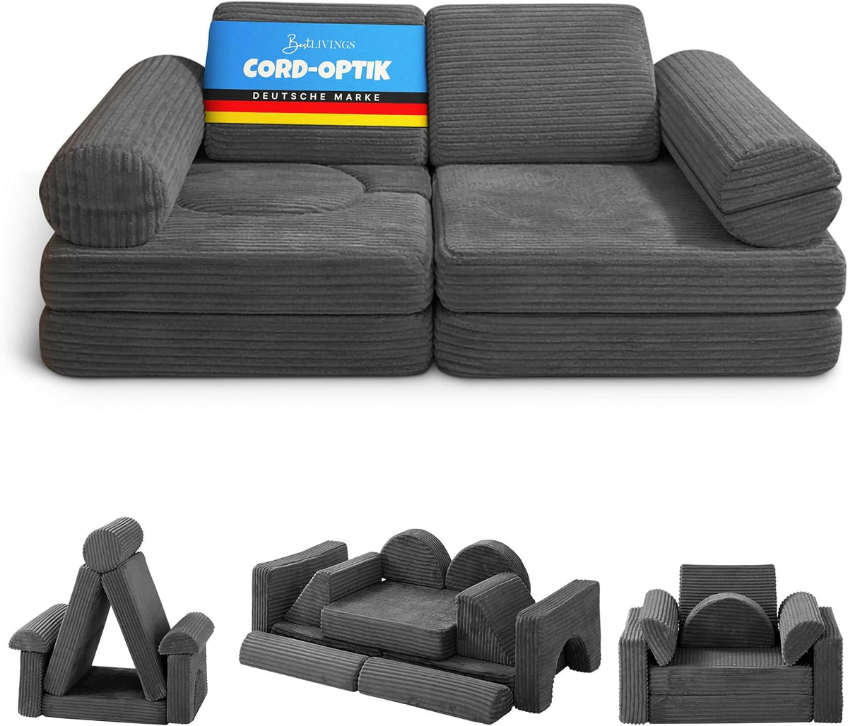 Bestlivings Kindersofa 11-teilig, Spielsofa für Kinder, Kindercouch modular