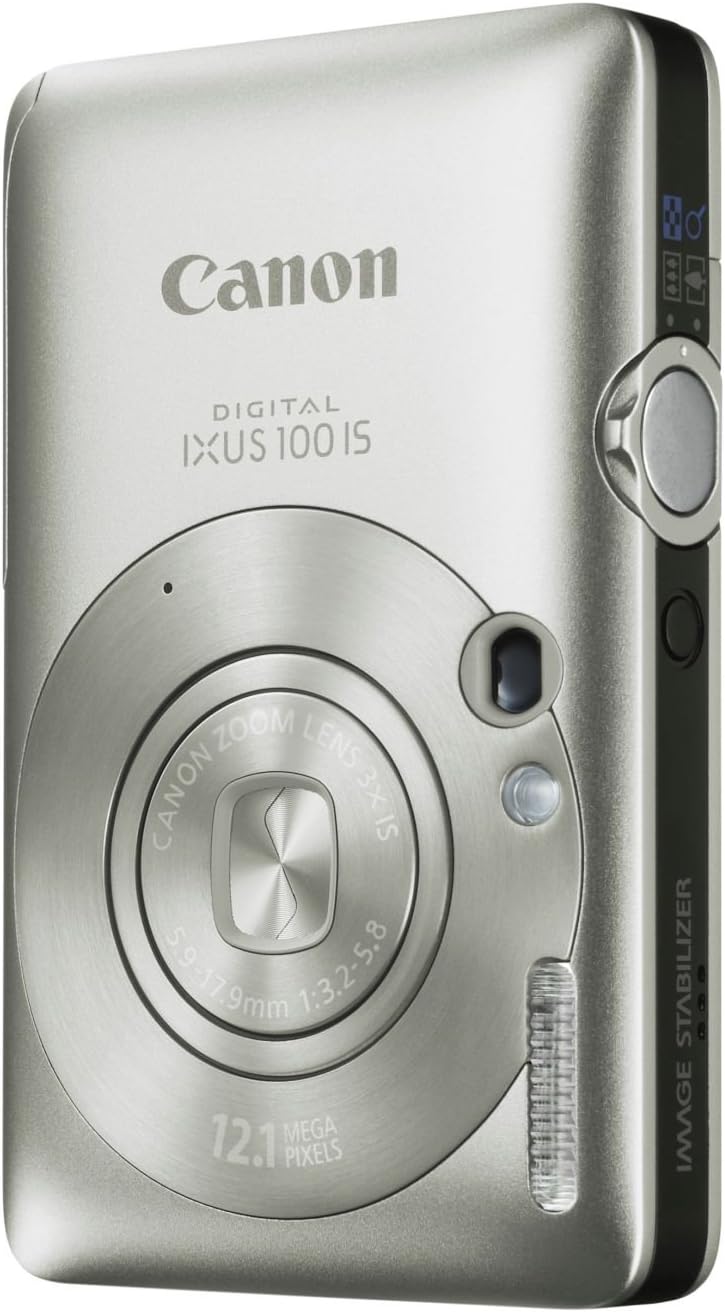 Canon Digital IXUS 100 IS Digitalkamera (12 MP, 3-fach opt. Zoom, 6,4cm (2,5 Zoll) Display, HDMI, SLIM) silber
