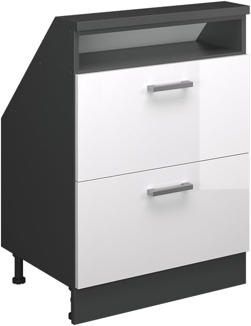 Vicco Dachschrägenschrank Rion, Weiß Hochglanz/Anthrazit