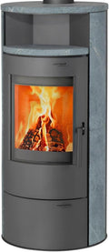 THERMIA Kaminofen München, 7 kW, Naturstein, Dauerbrand, Automatik grau