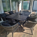 PURPLE LEAF 7-TLG Alu Gartenmöbel Set PE Rattan 6 stühle mit Tisch, Grau