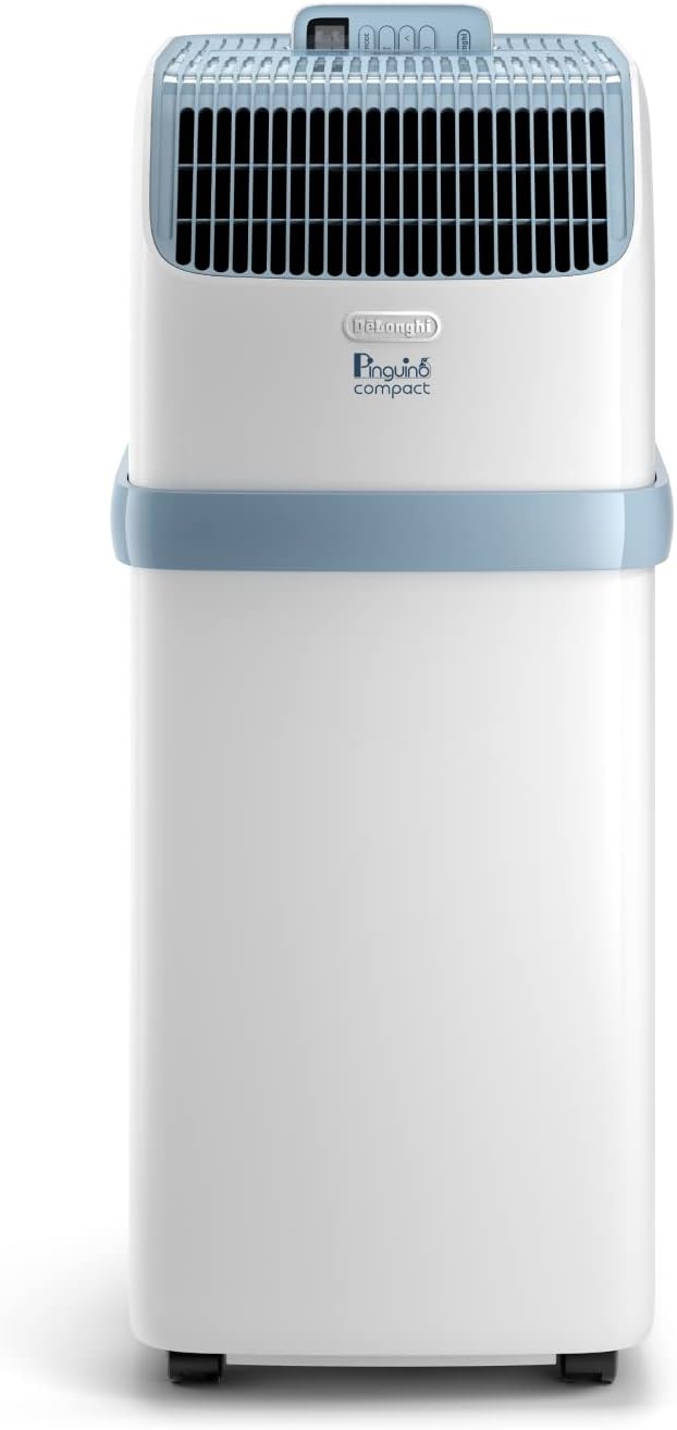 De'Longhi Pinguino, mit Luftentfeuchter & Ventilator, Mobiles Klimagerät, 24h-Timer, Energieeffizienzklasse A (PACES72YOUNG), 8300 BTU, Leiser Betrieb