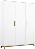 Rauch Möbel Carlsson Schrank Drehtürenschrank in Weiß, 3-türig, BxHxT 136x203x53 cm, Griffe/Füße Eiche Massiv, 4 Einlegeböden