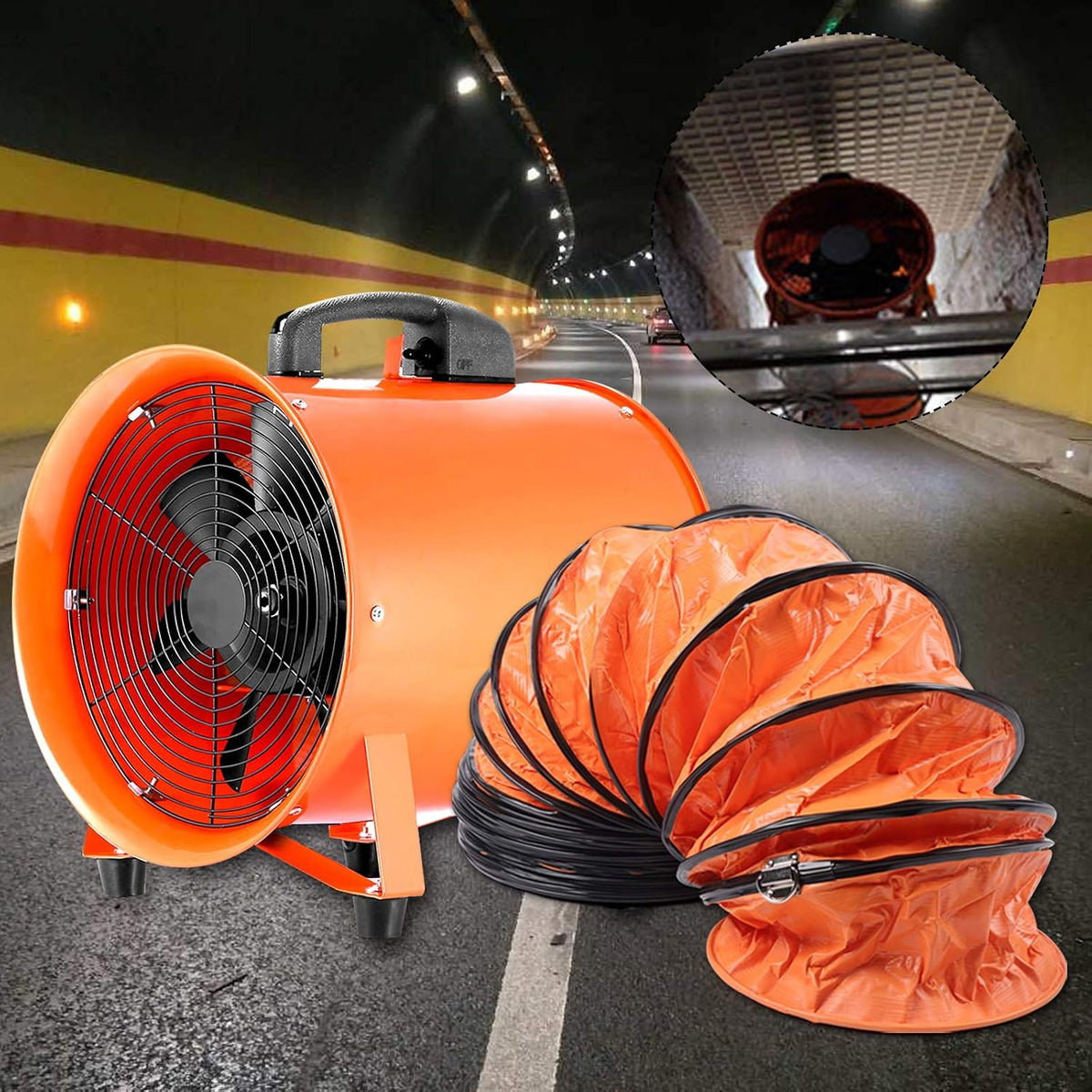 Futchoy 250 mm Gebläse Bauventilator Ventilator Baugebläse Industrie Axialgebläse Baulüfter Industrieventilator Windmaschine mit 10m Schlauch