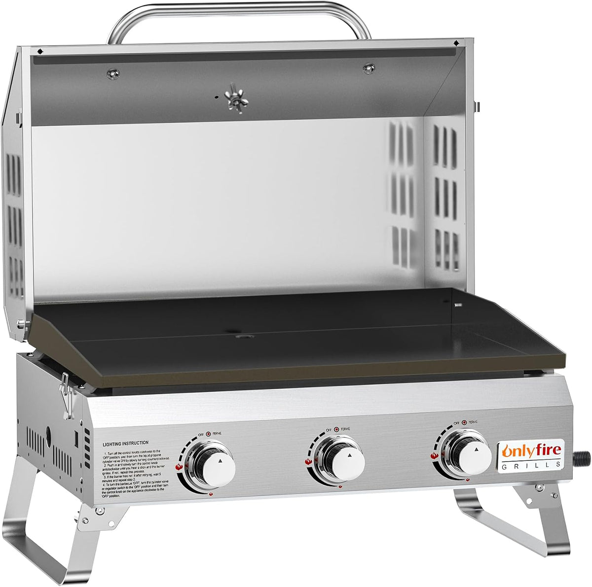Onlyfire Tischgasgrill mit 3 Brenner