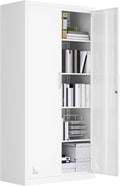 YITAHOME Aktenschrank, 180 cm x 90 cm x 45 cm, Abschließbar Metallschrank mit 4 Verstellbaren Regalen, Büroschrank, Stahl-Aufbewahrungsschrank, Garage