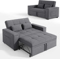 Xbro 3-in-1 Schlafsofa ausziehbar, 2-Sitzer Sofa mit Schlaffunktion, Leinenstoff mit 2 Kissen und Seitentaschen, für Wohnzimmer, Dunkelgrau