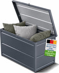 Gartenzeit Auflagenbox 360 L (120×58×55cm), Gartenbox aus pulverbeschichtem Stahl RAL 7016, Outdoor Kissenbox für Polster, wetterfest