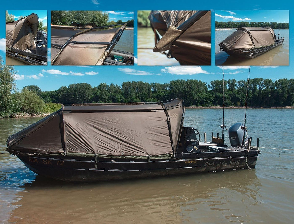 Black Cat Special Boat Cave II 335x220x105cm, Wallerzelt für Wallerboot, Bootszelt, Angelzelt zur Montage auf Angelboot