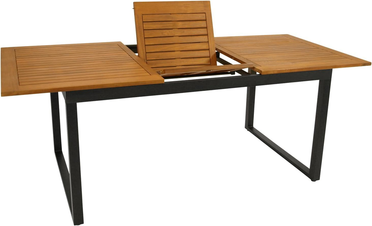 DEGAMO Ausziehtisch Gartentisch ausziehbar RIVELLO 150/200x90cm, Aluminium anthrazit + Akazienholz geölt, Outdoor, FSC-Zertifiziert
