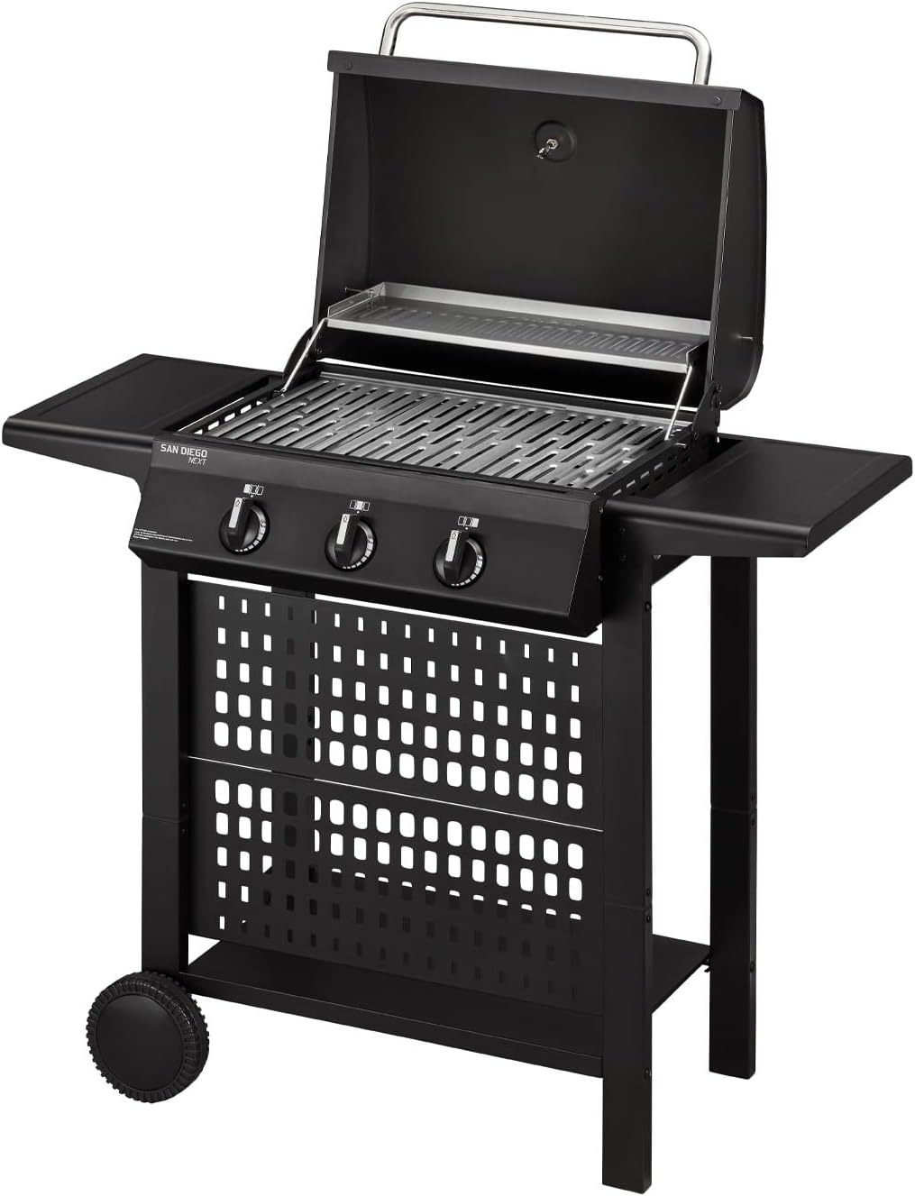 Enders Gasgrill SAN DIEGO NEXT 3, Balkon Gas Grill, 3 Brenner aus Edelstahl, mit Grillthermometer, kleiner, Camping, Edelstahlrost
