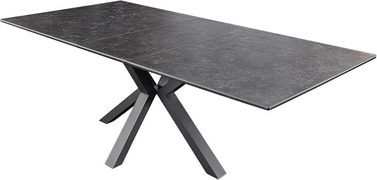 Riess Ambiente Ausziehbarer Esstisch Eternity, 160-200cm, Marmor Keramik schwarz Metall Esszimmertisch Konferenztisch Tisch, Graphit grau