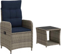 Gartenmöbel-Set, 2-teilig, Sessel, Polyrattan, Stahl, beschichtet, neigbar