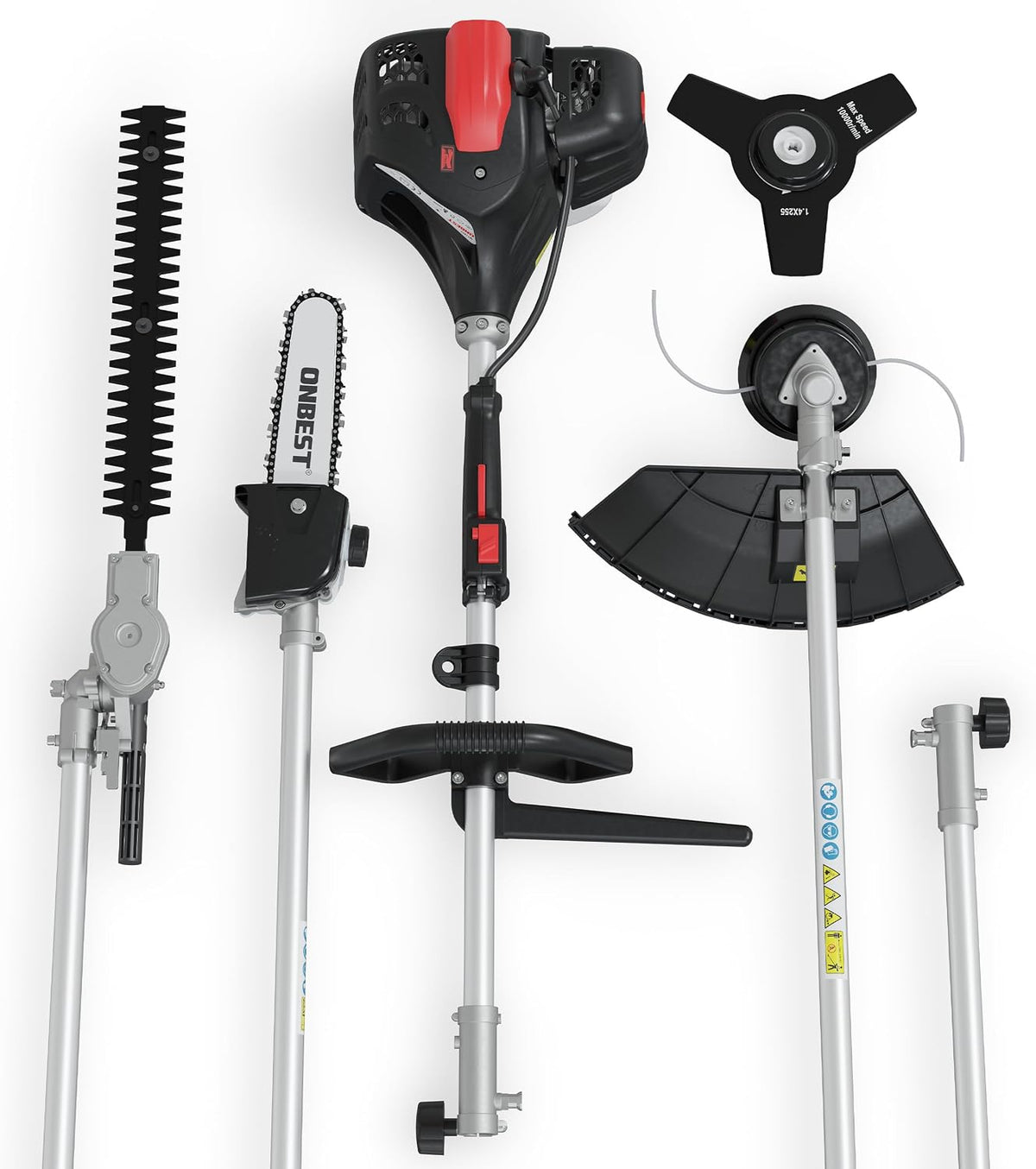ONBEST 4in1 Benzin Multifunktionsgerät 1,9 PS, Freischneider