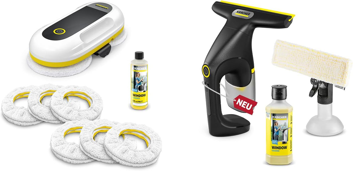 Kärcher Fensterputzroboter RCW 2 Extra+ & Akku-Fenstersauger WV Compact Care Extra+ Black