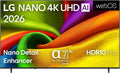 LG 65NU8E0B3LA Nano 4K UHD TV, 60Hz, VRR bis zu 60Hz, α7 Gen9 4K AI Prozessor, 65 Zoll, webOS 26, Modelljahr 2026, Energieklasse E