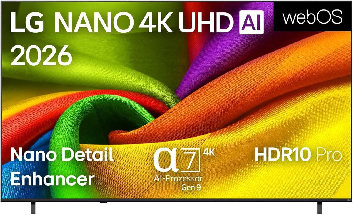 LG 65NU8E0B3LA Nano 4K UHD TV, 60Hz, VRR bis zu 60Hz, α7 Gen9 4K AI Prozessor, 65 Zoll, webOS 26, Modelljahr 2026, Energieklasse E