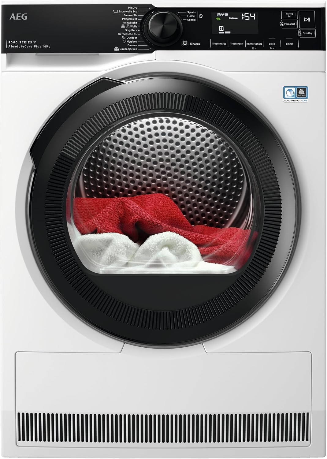 AEG WiFi Wärmepumpentrockner 8 kg, Punktgenaue Trockenergebnisse mit 3D-Scan Restfeuchteermittlung, TR9W75680, A+++, Trommelbeleuchtung