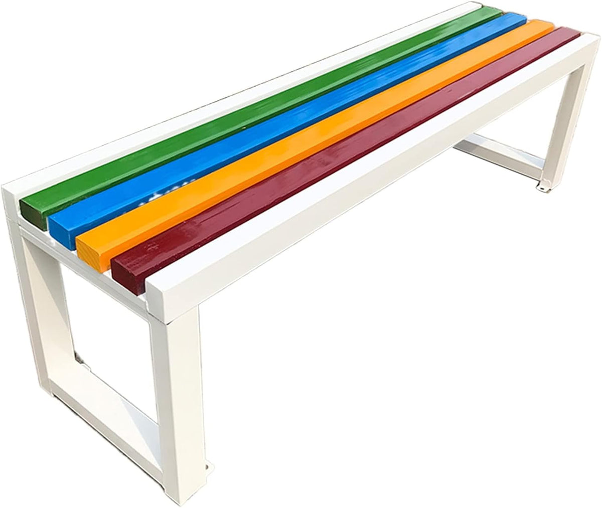 Slish Outdoor Gartenbank, ohne Rückenlehne, 150 x 40 x 45 cm, für Terrasse & Zuhause, Holz & Kunststoff, modernes minimalistisches Design, Weißes Holz