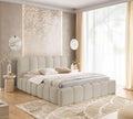 FURNISTAR Polsterbett MIA mit Bettkasten, Bett 180x200, ohne Matratze, Bubble Bett, Doppelbett mit Stauraum und Lattenrost, Boxspringbett-Optik, Beige