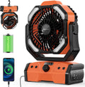Easywave Tragbarer Ventilator, 30.000 mAh: kabelloser batteriebetriebener Ventilator mit LED-Laterne, USB-C-Batteriebetriebene Ventilatoren für Reisen