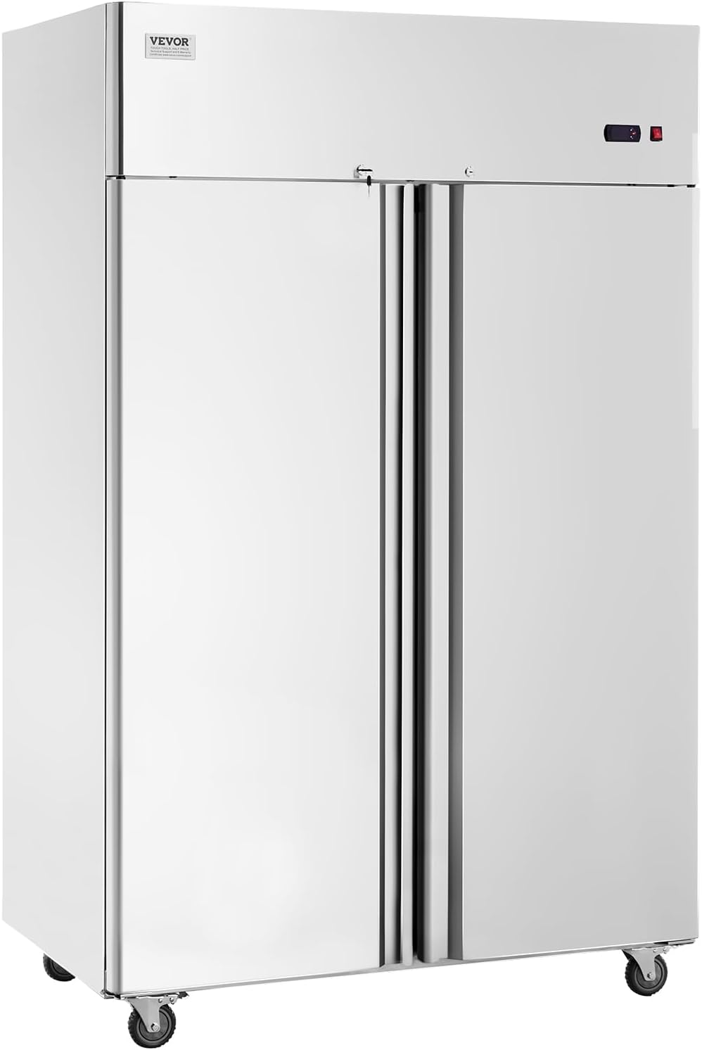 VEVOR Gewerbe-Gefrierschrank 1100 L, Temperaturregelung von -25 bis -15 °C und 4 Rädern, Gefrierschrank mit 2 Türen, 6 verstellbaren Ablagen