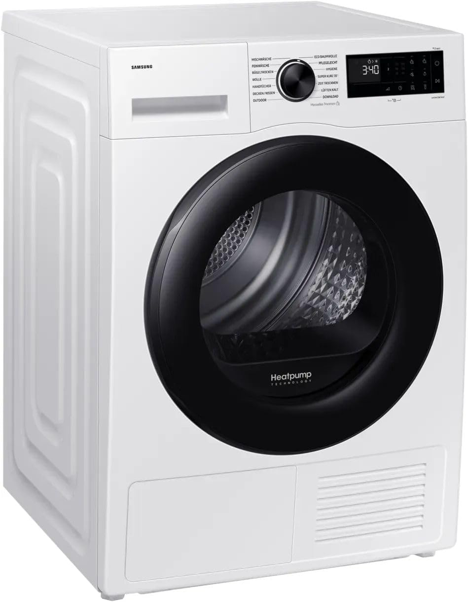 Samsung Wärmepumpentrockner, DV5000D, DV90DG52A0AEEG, 9 kg, AI Wäschetrockner mit WiFi-SmartThings-App, EEK: C, Hygiene-Programm, Air Refresh